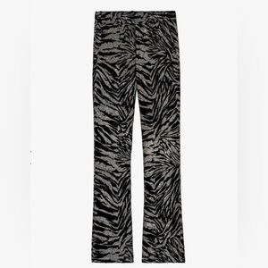 Zadig & Voltaire Zebra Velvet Glitter Wide-Leg Pants – Runway Piece (M)